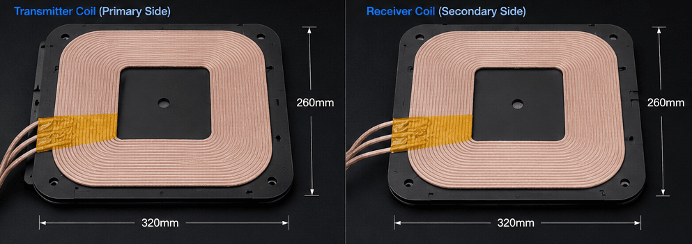 800W transmitter and receiver coils, 320mm x 260mm