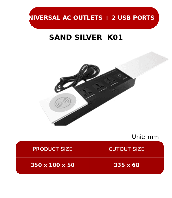 K01 Sand Silver desktop power hub