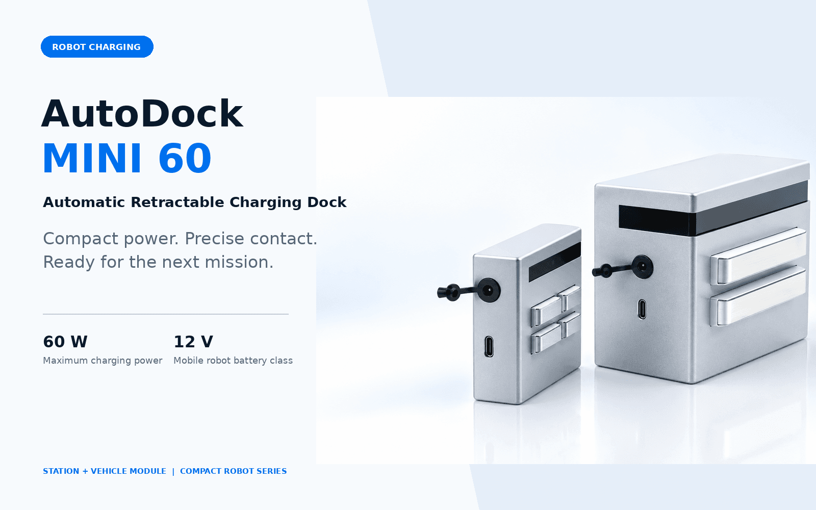 AutoDock Mini 60 retractable charging dock and vehicle module