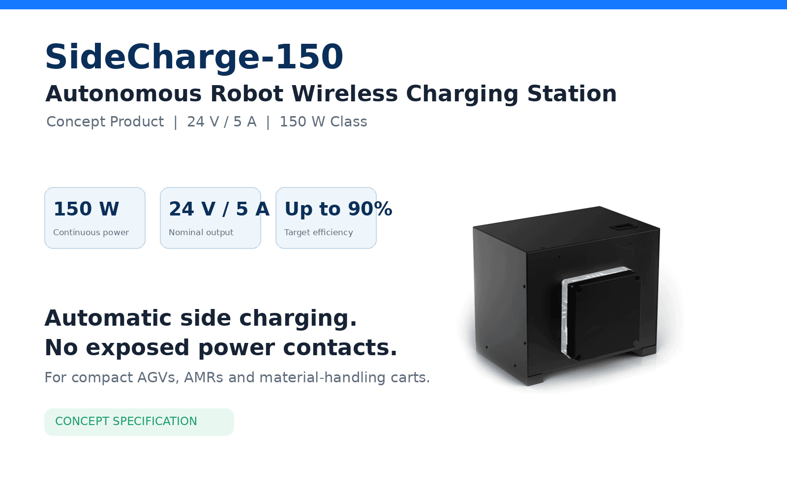 SideCharge-150 autonomous robot charging station
