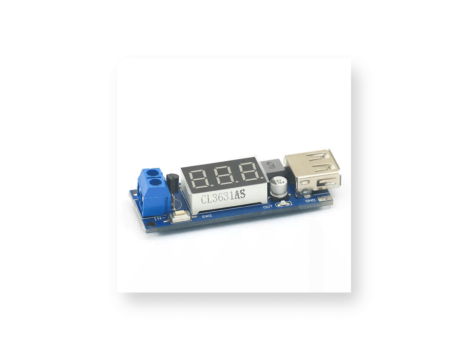 Vehicle 5 V USB Buck Converter with Voltmeter