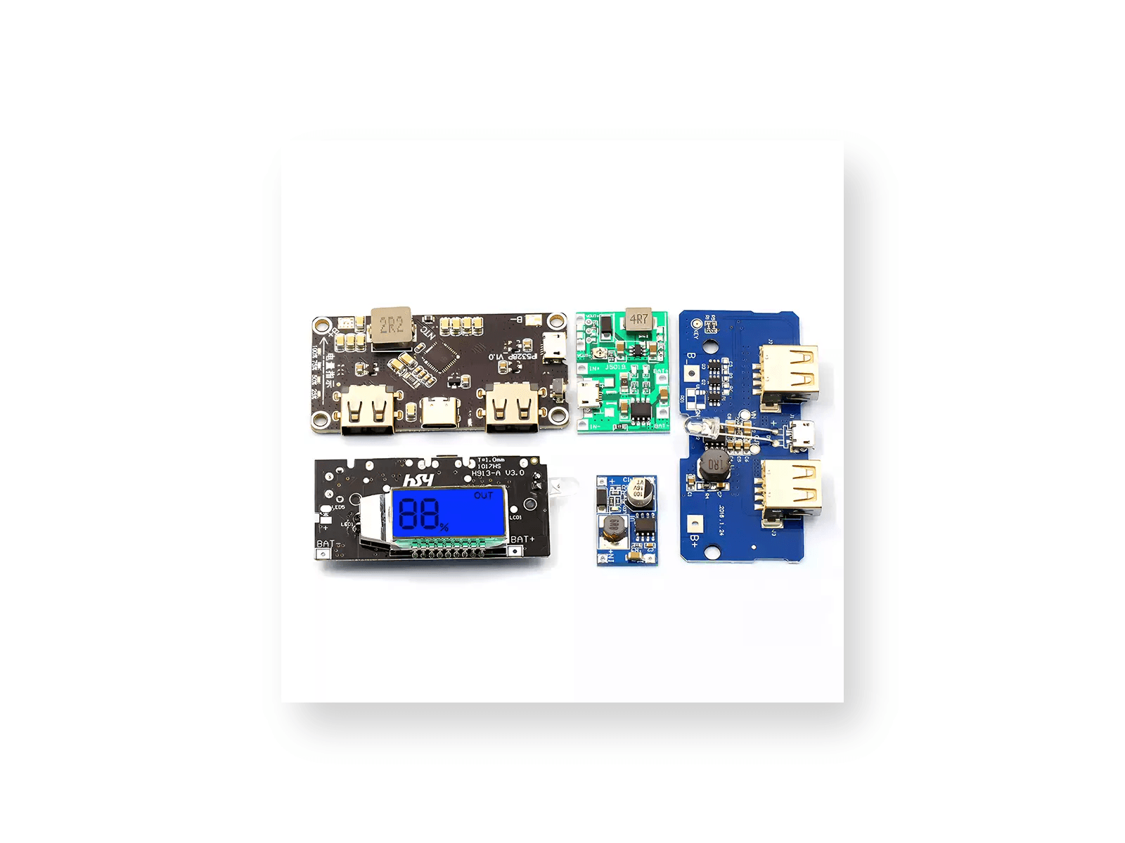 18650 Dual-USB Power Bank Module with Display