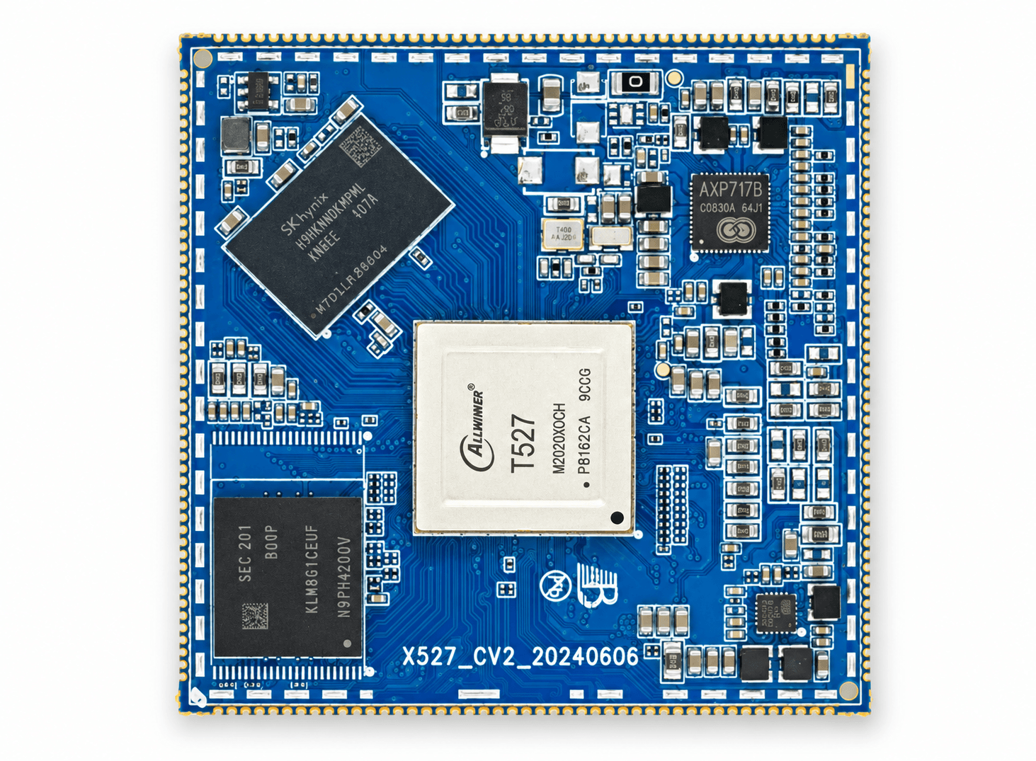 Placa núcleo industrial Allwinner T527, vista frontal