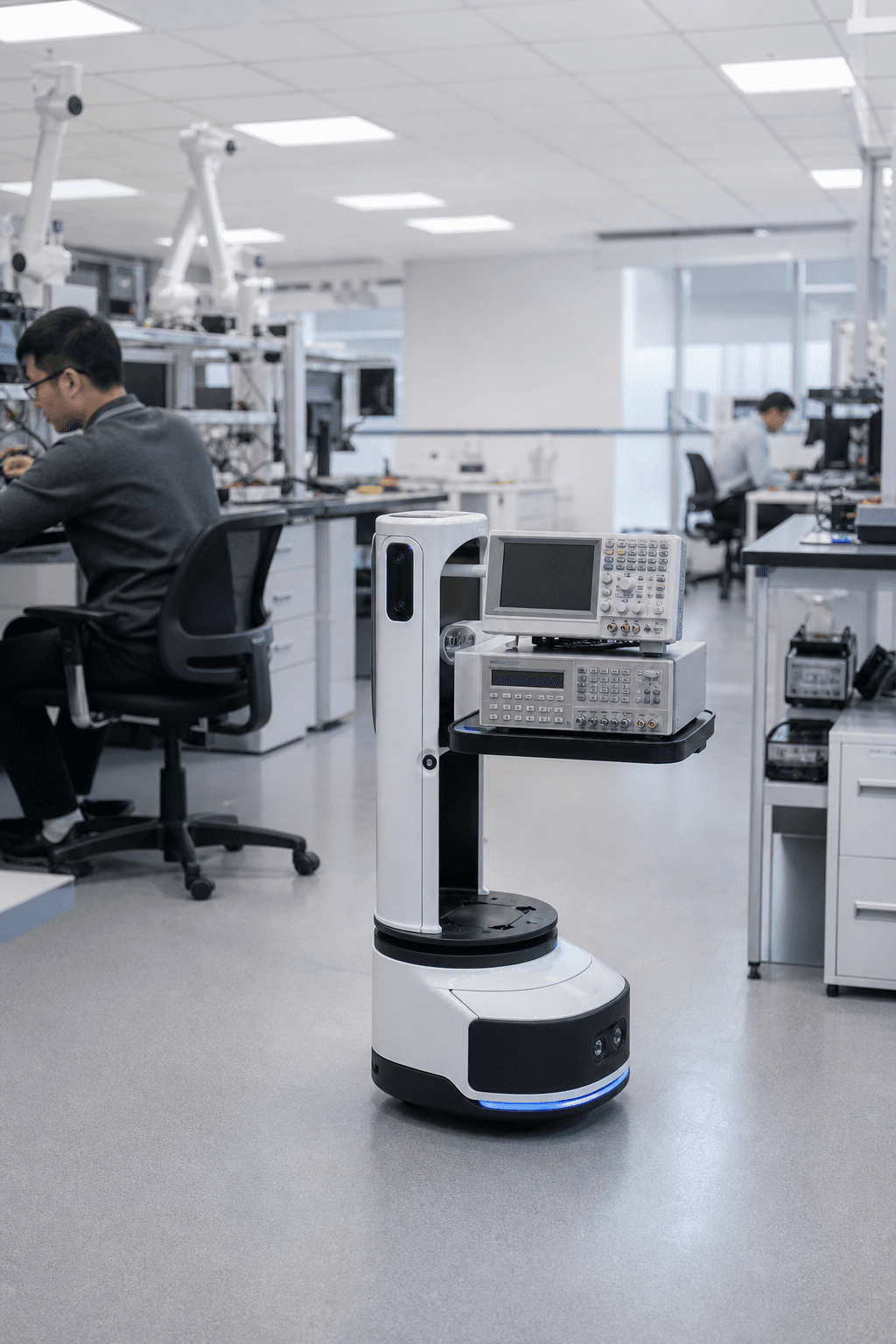 Smart test equipment moving between laboratory workstations